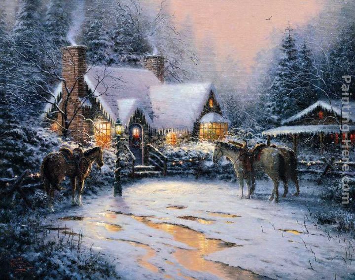 A Christmas Welcome painting - Thomas Kinkade A Christmas Welcome art painting